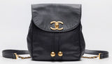 Chanel Turnlock Charm Double Chain Backpack Caviar Skin Black