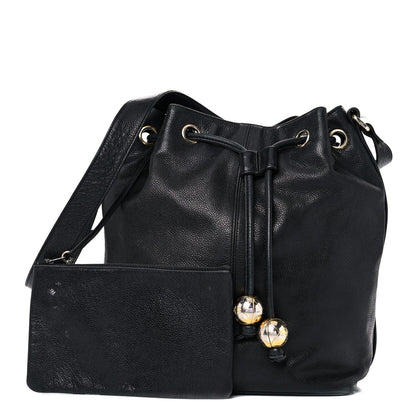 Chanel Caviar Drawstring Shoulder Bag Black