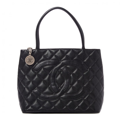 Caviar Quilted Medallion Tote Black