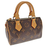 Louis Vuitton Nano Speedy Monogram Canvas Brown Leather Black