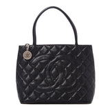 Caviar Quilted Medallion Tote Black