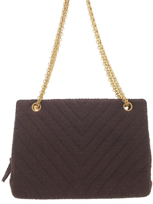 Chanel V Stitch Chain Shoulder Bag Brown