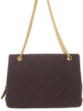 Chanel V Stitch Chain Shoulder Bag Brown