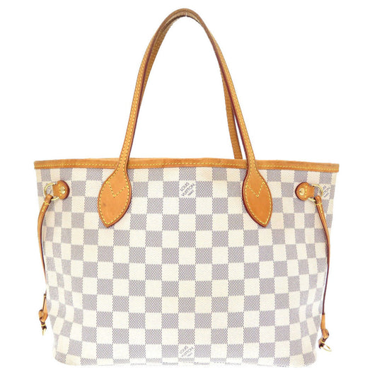 Louis Vuitton Damier Azur Neverfull PM Tote Bag white