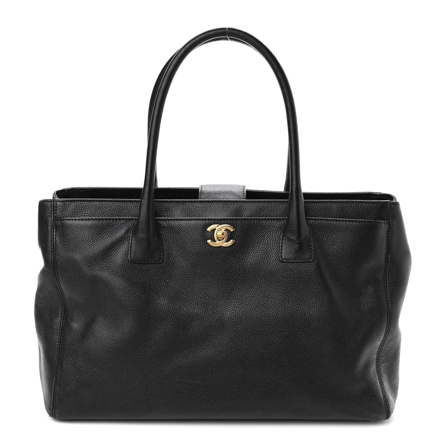 Calfskin Cerf Executive Shopper Tote Black