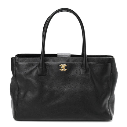 Calfskin Cerf Executive Shopper Tote Black
