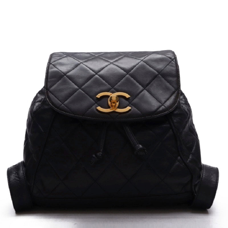 Chanel Matelasse Double Chain Backpack Lambskin Black