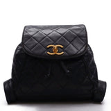 Chanel Matelasse Double Chain Backpack Lambskin Black