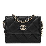 Chanel Lambskin Quilted My Chanel Lady Card Holder On Chain Black