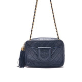 Chanel Matelasse Coco Mark Double Chain Lambskin Navy