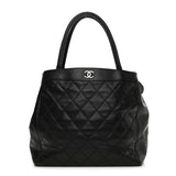 Lambskin Quilted Shopping Tote Black