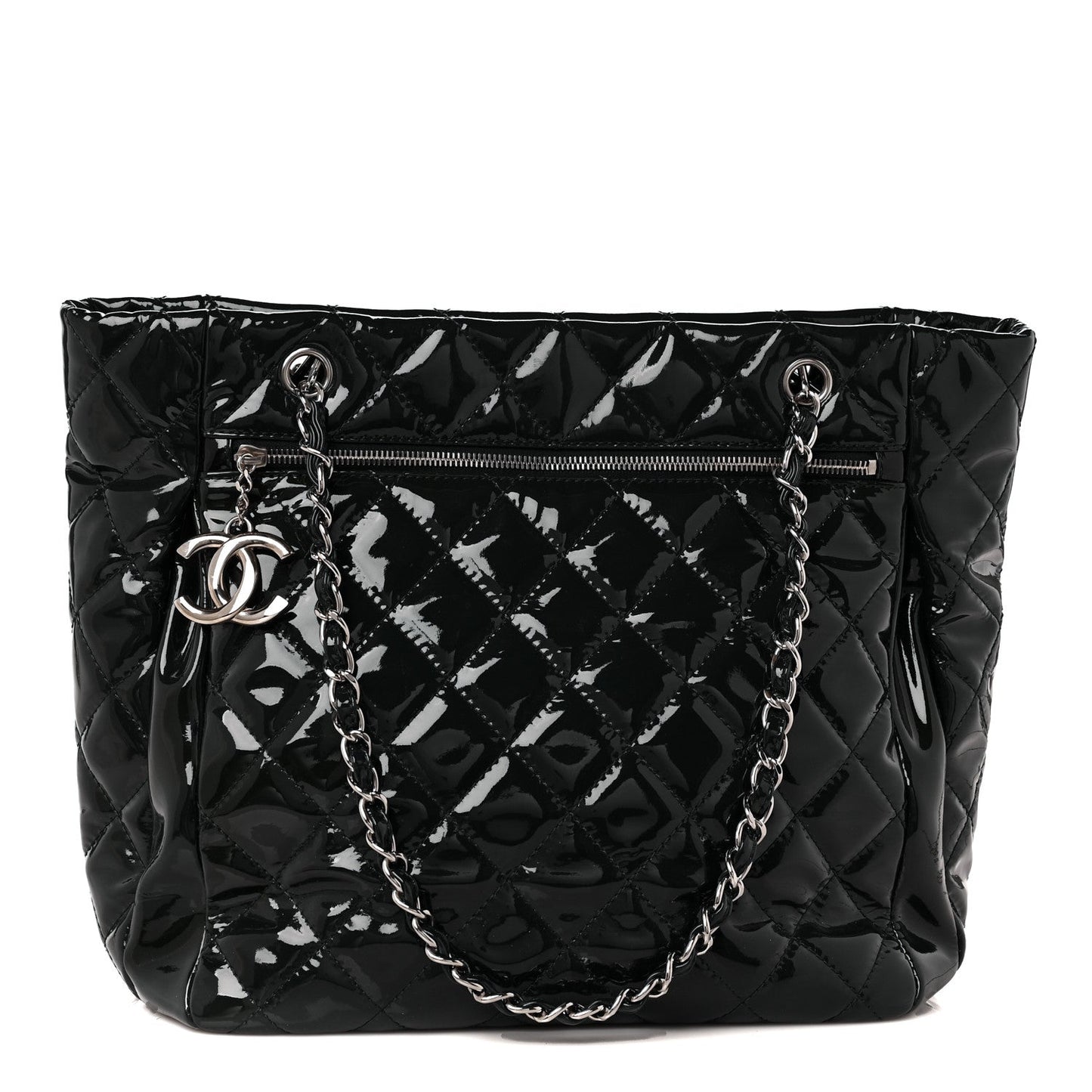 Patent Quilted Chic and Glitter Large Tote Black