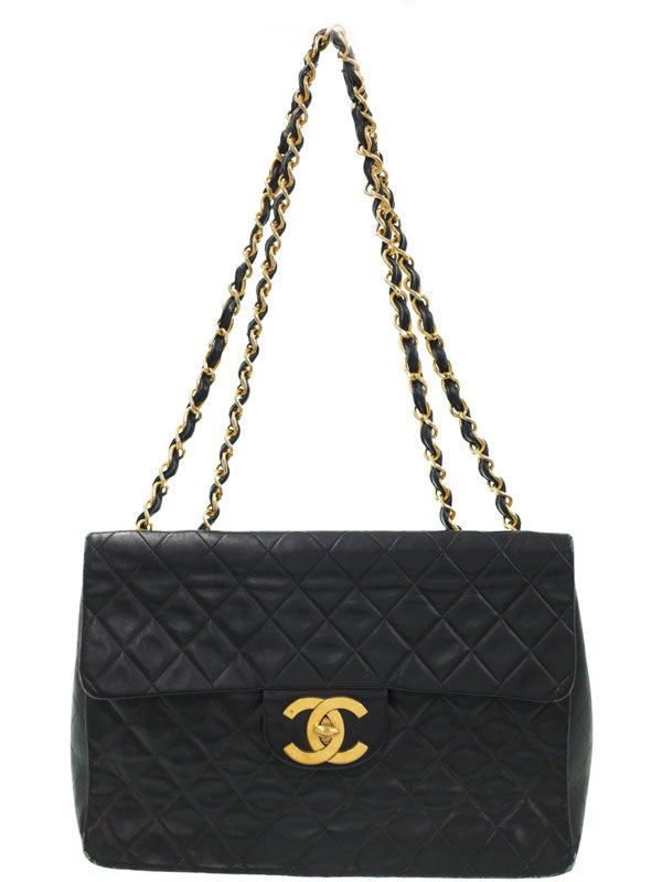 Chanel Deca Matelasse Chain Shoulder Bag 34 Black