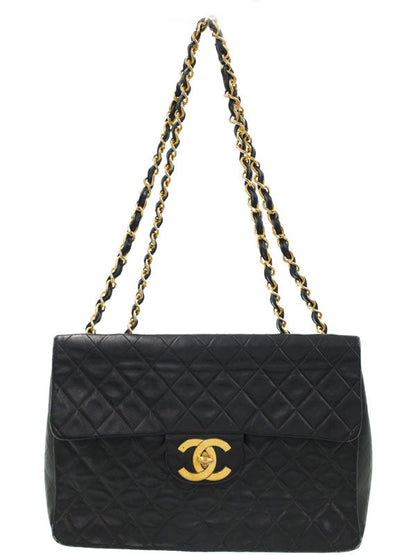 Chanel Deca Matelasse Chain Shoulder Bag 34 Black