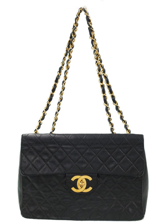 Chanel Deca Matelasse Chain Shoulder Bag 34 Black