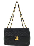 Chanel Deca Matelasse Chain Shoulder Bag 34 Black