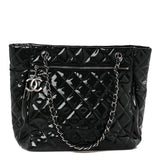 Patent Quilted Chic and Glitter Large Tote Black