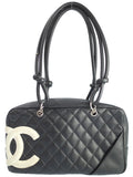 Chanel Cambon Line Bowling Bag Shoulder Bag Black White