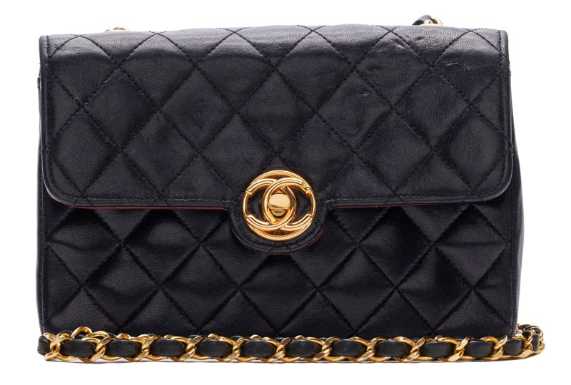 Chanel Mini Matelasse Circle Coco Turnlock Chain Lambskin Black