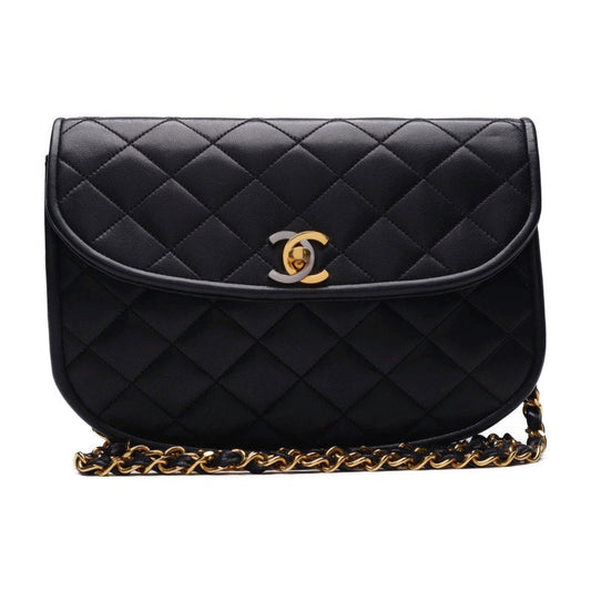 Chanel Matelasse Round Flap Chain Lambskin Black