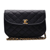 Chanel Matelasse Round Flap Chain Lambskin Black