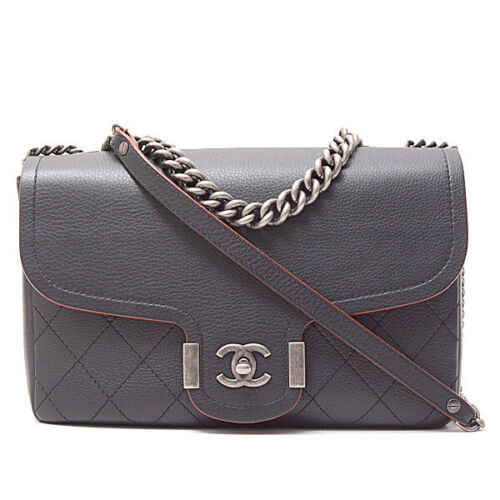 Chanel Bag Chain Shoulder Matelasse Leather Navy