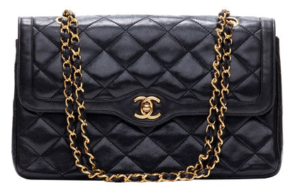 Chanel Matelasse Double Flap Chain Lambskin Black