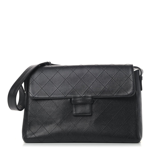 Caviar Diamond Stitched Shoulder Bag Black