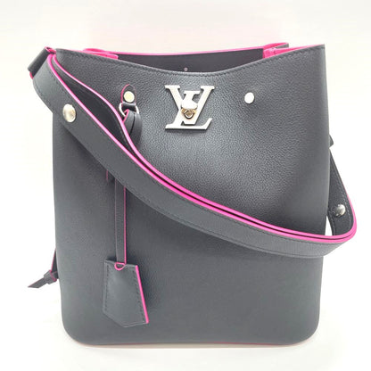 Louis Vuitton Lock Me Bucket Noir Fuchsia Leather 2way Shoulder Bag
