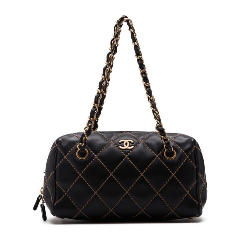 Chanel Double Chain Calf Leather Black