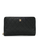 Caviar Quilted Large Zip Around Organizer Wallet Black