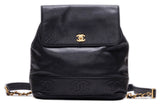 Chanel Triple Coco Turnlock Chain Backpack Caviar Skin Black