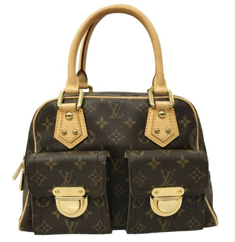 Louis Vuitton Manhattan PM Monogram Handbag Mini Boston Bag Brown