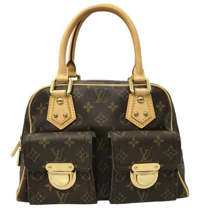 Louis Vuitton Manhattan PM Monogram Handbag Mini Boston Bag Brown
