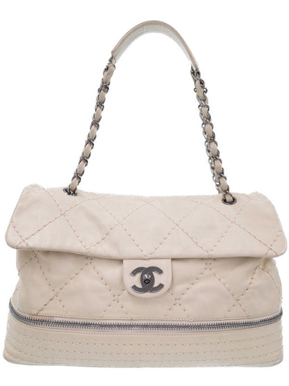 Chanel Wild Stitch Chain Tote Bag Shoulder Bag White