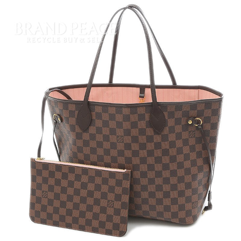 Louis Vuitton Damier Neverfull MM Tote Bag with Pouch Rose Ballerine