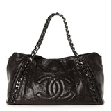 Glazed Caviar East West Modern Chain Tote Brown