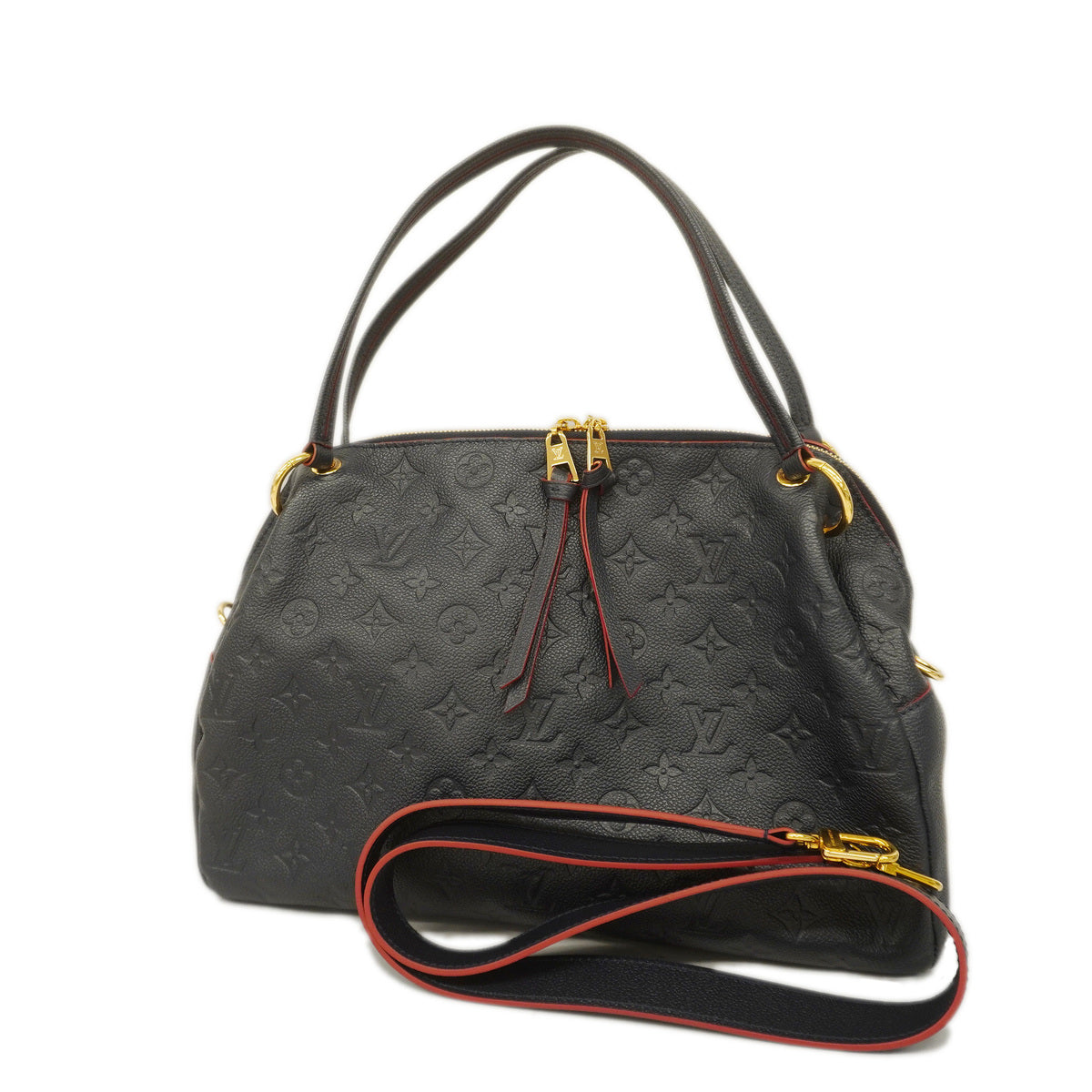 Louis Vuitton Monogram Implant Ponthieu PM Shoulder Bag Marine Rouge
