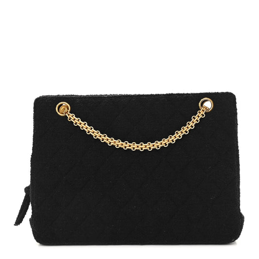 Chanel Jersey Quilted Shopping Tote Black
