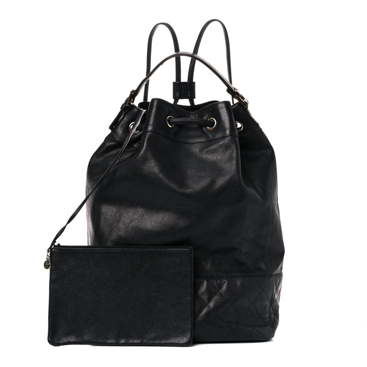 Chanel Caviar Quilted Drawstring Bucket Bag Black