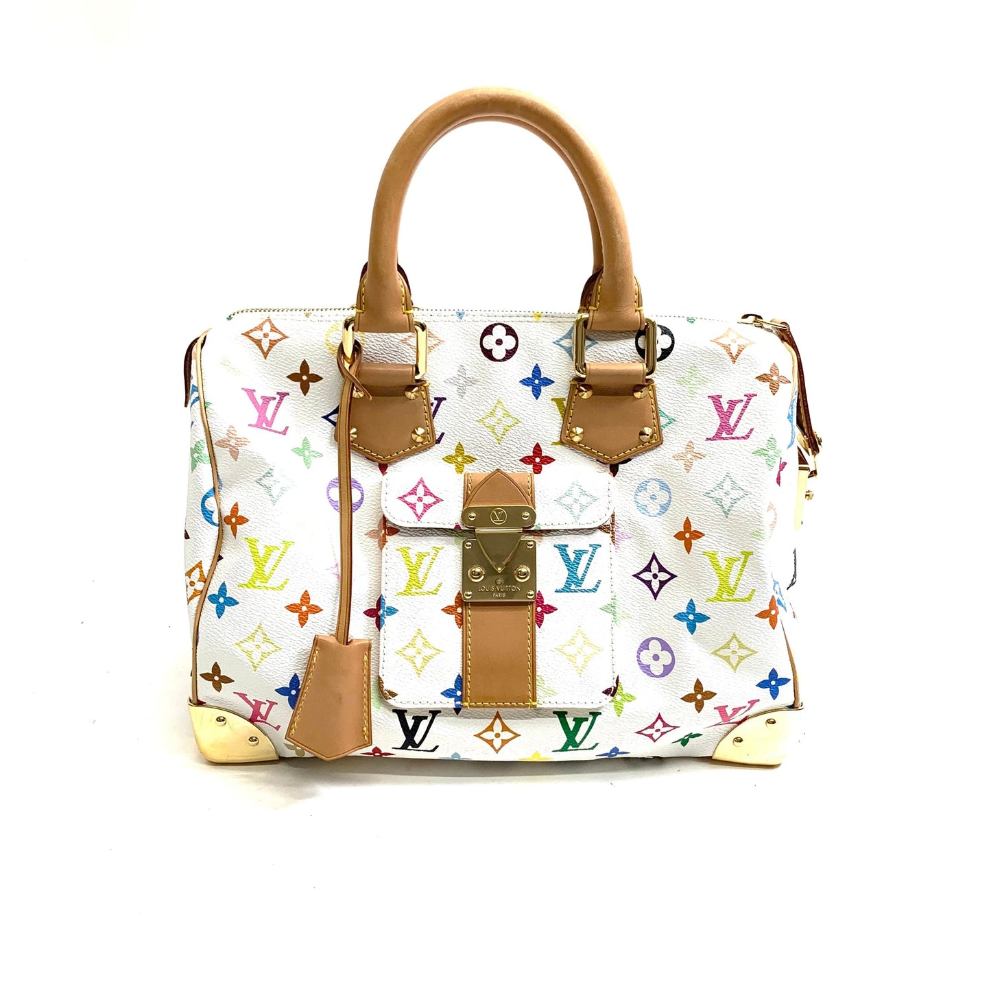 Louis Vuitton Monogram Multicolor Speedy 30 Boston Bag WH Bron White