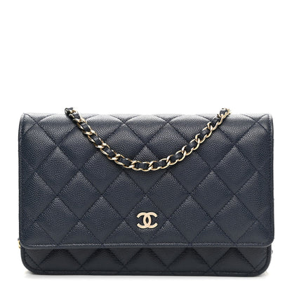 Chanel Caviar Quilted Wallet On Chain WOC Navy Blue