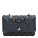 Chanel Caviar Quilted Wallet On Chain WOC Navy Blue