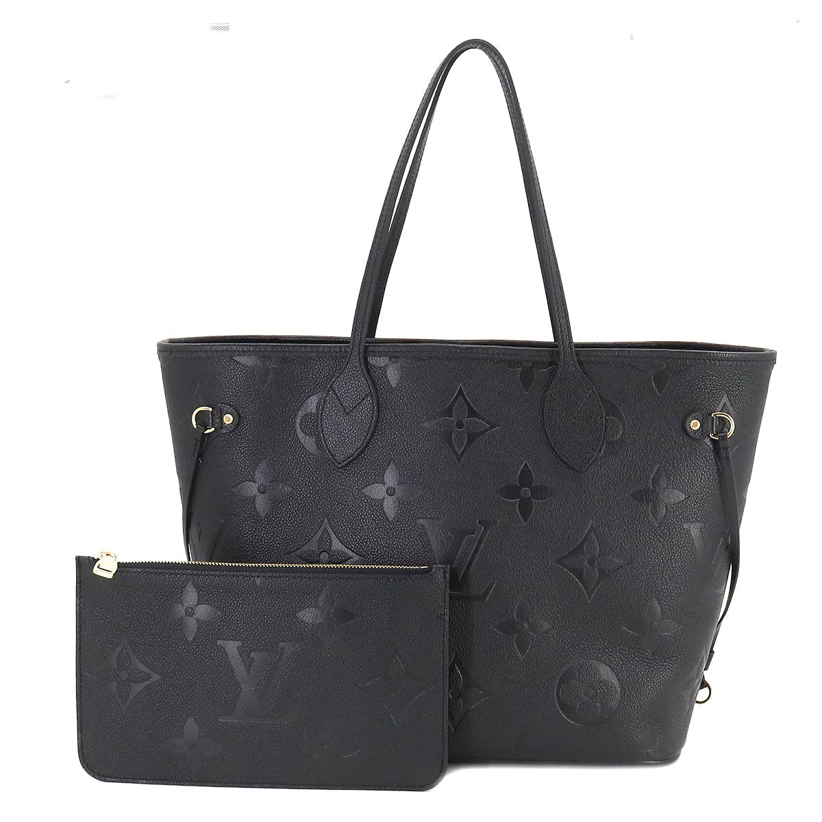 Louis Vuitton Monogram Emplant Neverfull MM Tote Bag Leather Noir Black