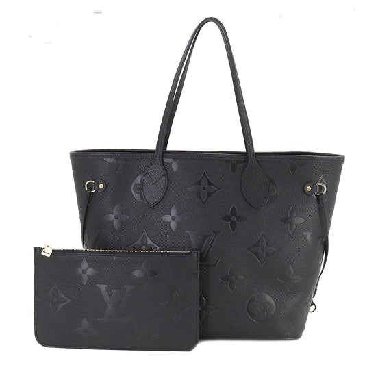 Louis Vuitton Monogram Emplant Neverfull MM Tote Bag Leather Noir Black