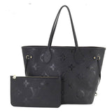 Louis Vuitton Monogram Emplant Neverfull MM Tote Bag Leather Noir Black