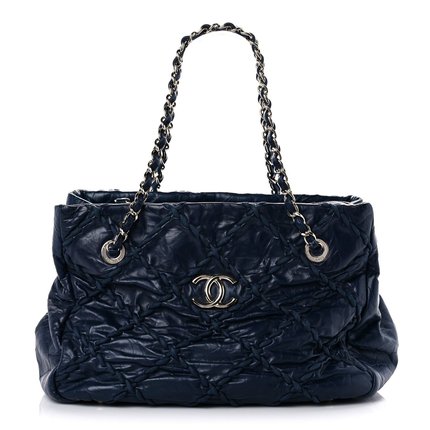 Calfskin Ultra Stitch Tote Navy Blue