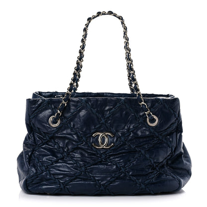 Calfskin Ultra Stitch Tote Navy Blue