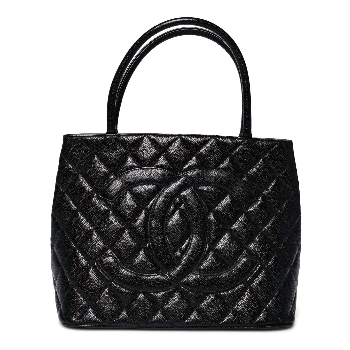 Caviar Quilted Medallion Tote Black