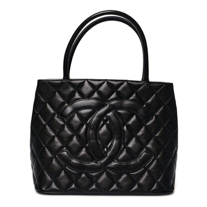 Caviar Quilted Medallion Tote Black